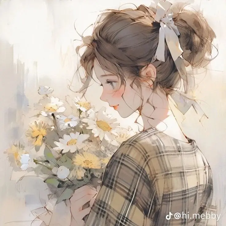 Ảnh Cô Gái Cầm Hoa Tươi Tắn 2