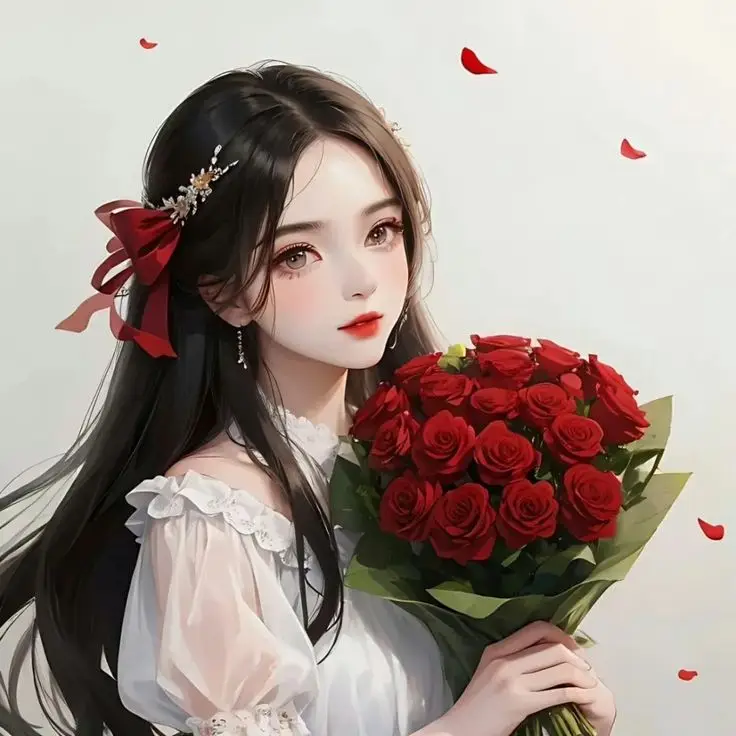 Ảnh Cô Gái Cầm Hoa Tươi Tắn 7