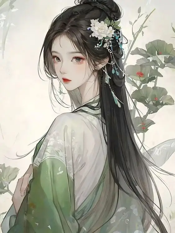 Ảnh Cô Gái Cầm Hoa Che Mặt Anime Đầy Nghệ Thuật 15