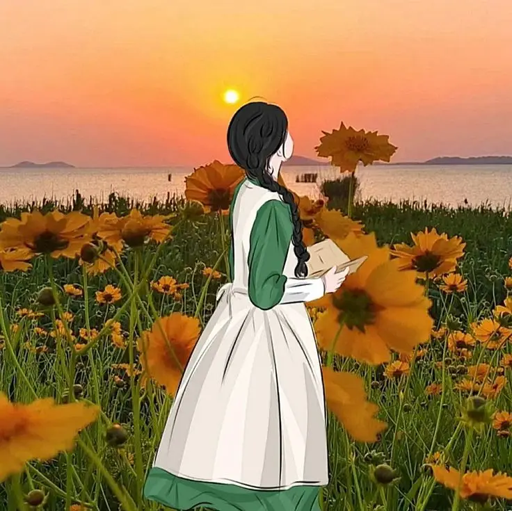 Ảnh Cô Gái Cầm Hoa Che Mặt Anime Đầy Nghệ Thuật 26