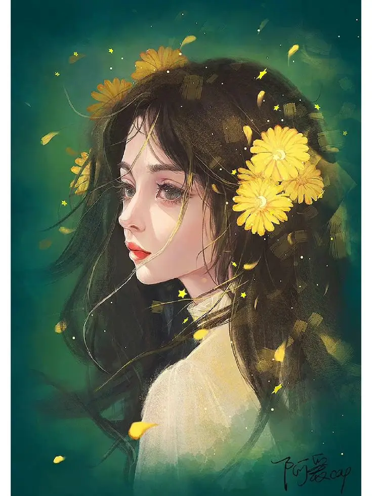 Ảnh Cô Gái Cầm Hoa Che Mặt Anime Đầy Nghệ Thuật 28