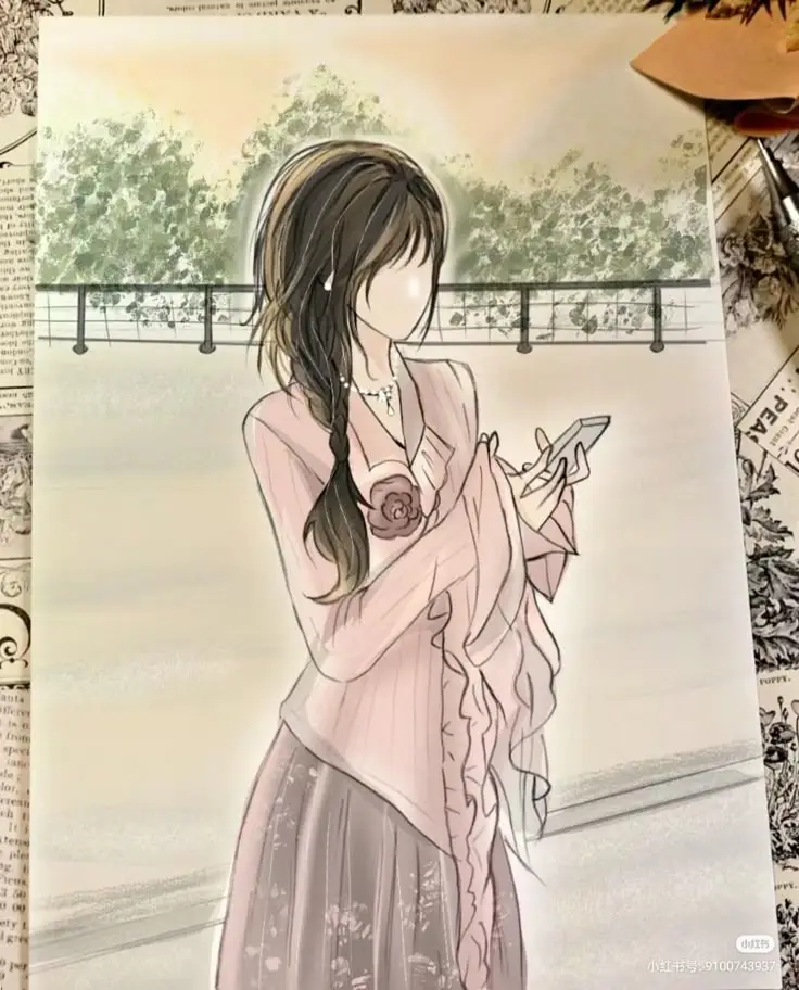 Ảnh Cô Gái Cầm Hoa Che Mặt Anime Đầy Nghệ Thuật 53