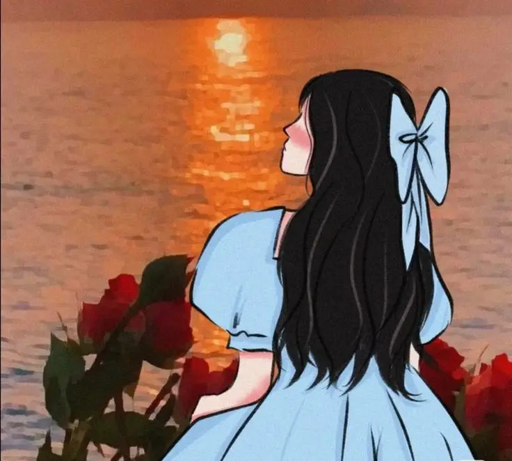 Ảnh Cô Gái Cầm Hoa Che Mặt Anime Đầy Nghệ Thuật 55