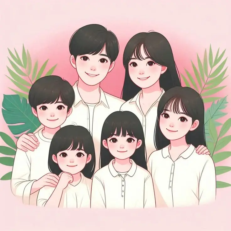 Ảnh Gia Đình Hoạt Hình 4 Người Với 2 Con Gái Đáng Yêu 16