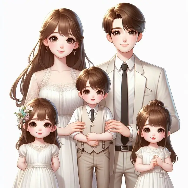 Ảnh Gia Đình Hoạt Hình 4 Người Với 2 Con Gái Đáng Yêu 17