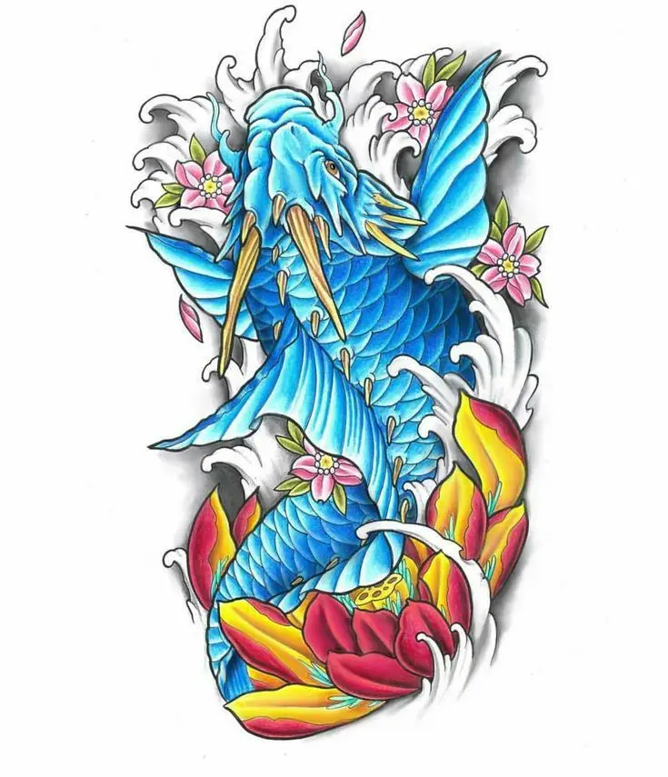 Cá Chép Hóa Rồng Hình Xăm - Tượng Trưng Cho Sự Thăng Tiến 5