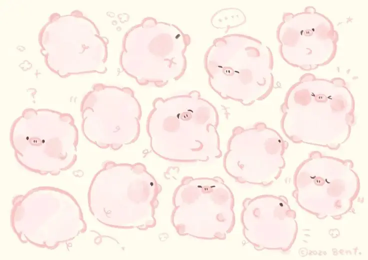 Chibi cute hình nền con heo dễ thương cho fan yêu thích động vật 23
