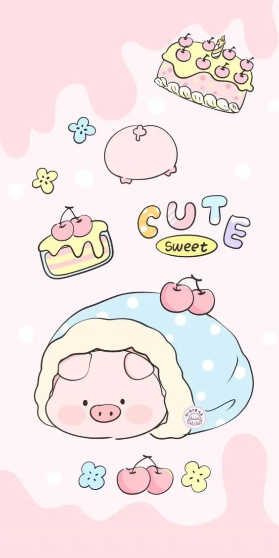 Chibi cute hình nền con heo dễ thương cho fan yêu thích động vật 26