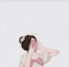 Hình avatar đẹp anime cô gái cầm điện thoại che mặt 35