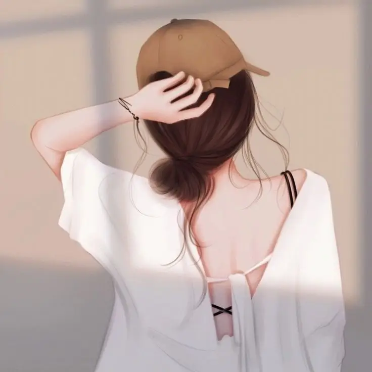 Hình avatar đẹp anime cô gái cầm điện thoại che mặt