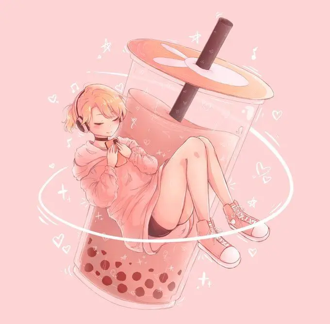 Cô gái uống trà sữa chibi dễ thương 49