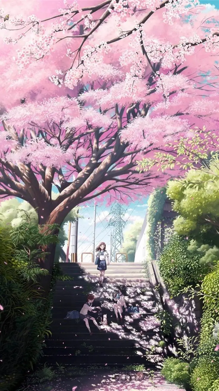 Hình nền hoa anh đào anime tuyệt đẹp cho máy tính 23