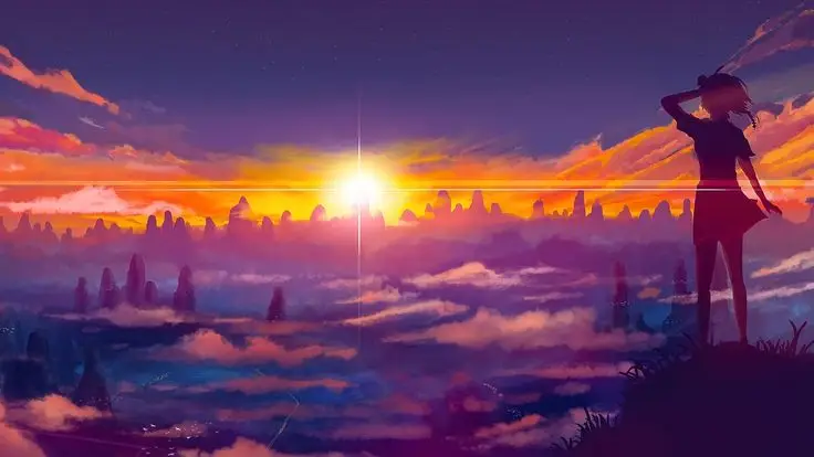 Hình nền hoàng hôn anime - Vẻ đẹp lãng mạn của phía chân trời 20