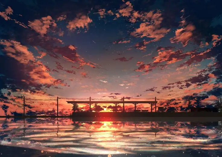 Hình nền hoàng hôn anime - Vẻ đẹp lãng mạn của phía chân trời 25