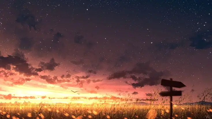 Hình nền hoàng hôn anime - Vẻ đẹp lãng mạn của phía chân trời 26