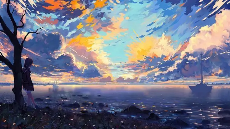 Hình nền hoàng hôn anime - Vẻ đẹp lãng mạn của phía chân trời 32