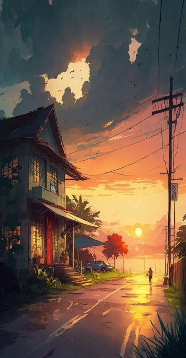 Hình nền hoàng hôn anime - Vẻ đẹp lãng mạn của phía chân trời 33
