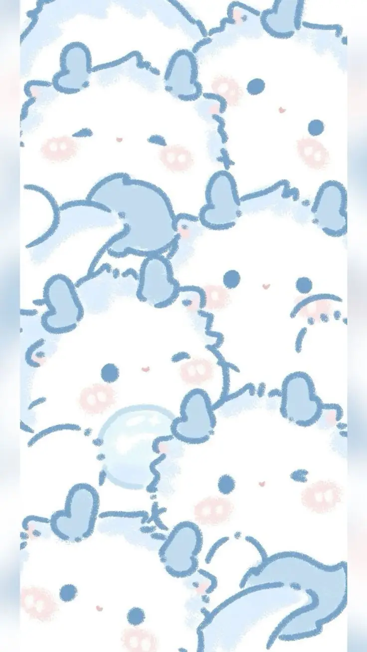 Hình nền điện thoại cute màu xanh dương - Chạm vào sự đáng yêu 1