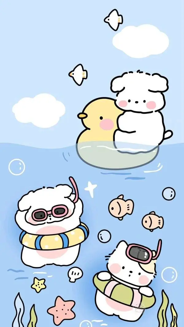 Hình nền điện thoại cute màu xanh dương - Chạm vào sự đáng yêu 10