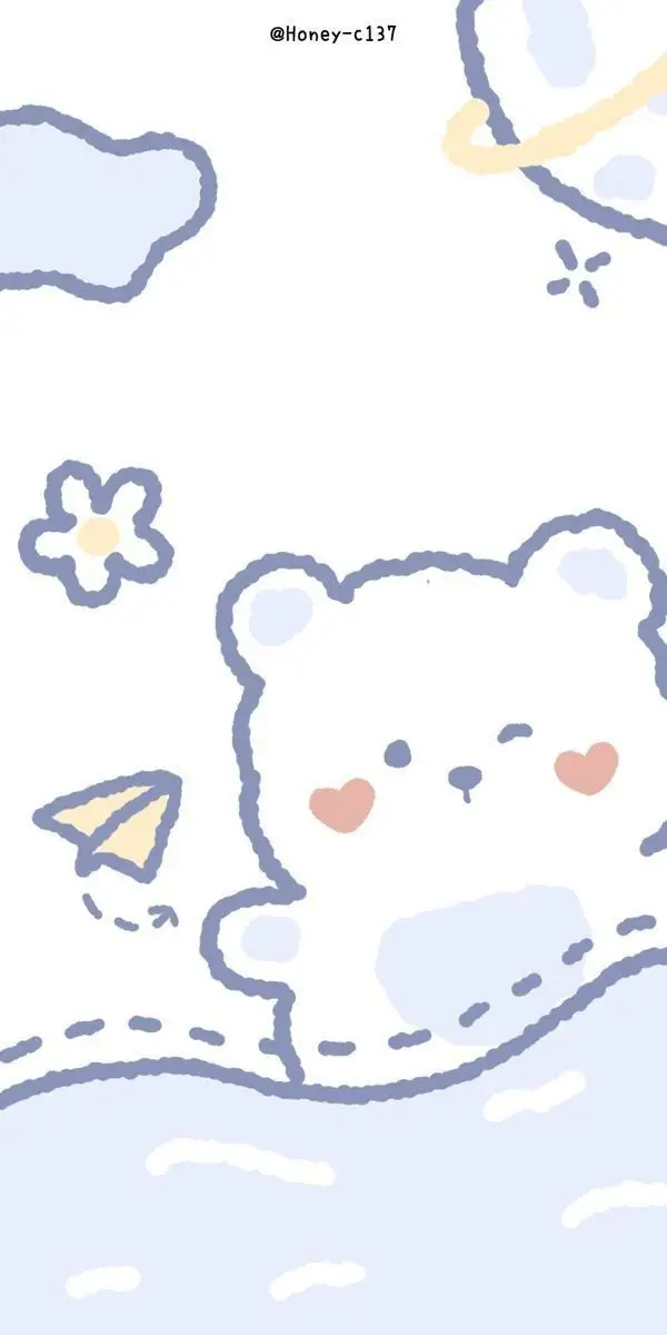 Hình nền điện thoại cute màu xanh dương - Chạm vào sự đáng yêu 15