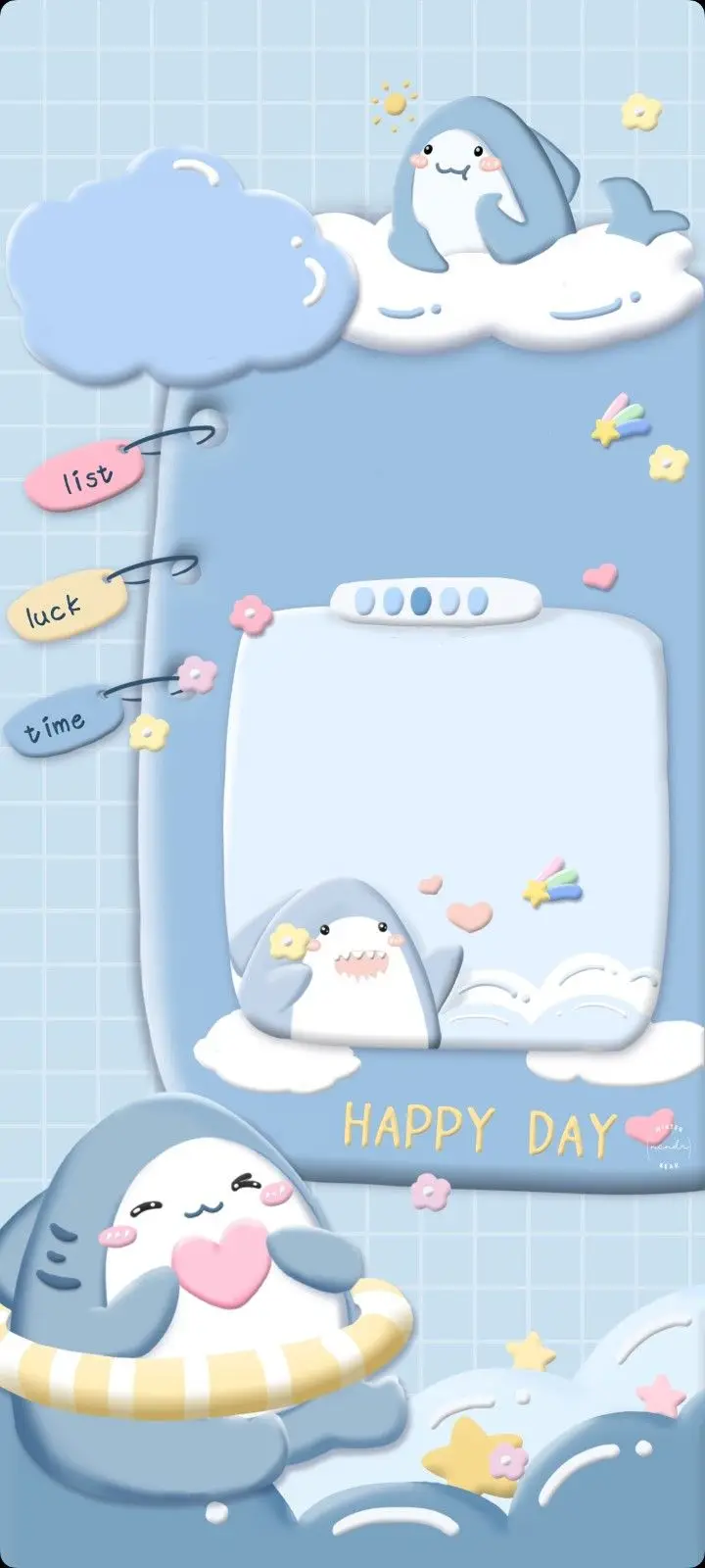 Hình nền điện thoại cute màu xanh dương - Chạm vào sự đáng yêu 28