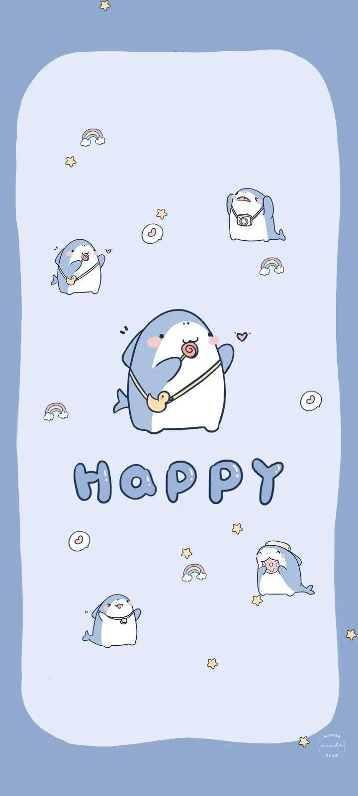 Hình nền điện thoại cute màu xanh dương - Chạm vào sự đáng yêu 46