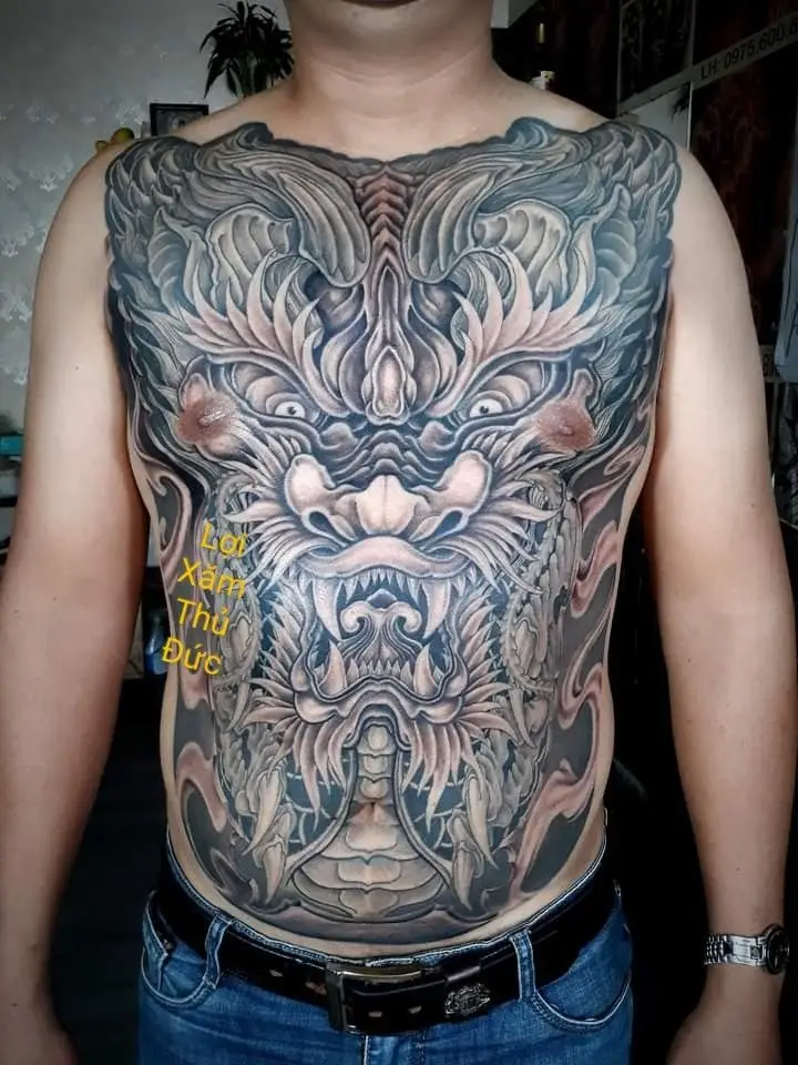 Hình Xăm Đầu Rồng Full Bụng - Tác Phẩm Nghệ Thuật Đáng Chiêm Ngưỡng 1