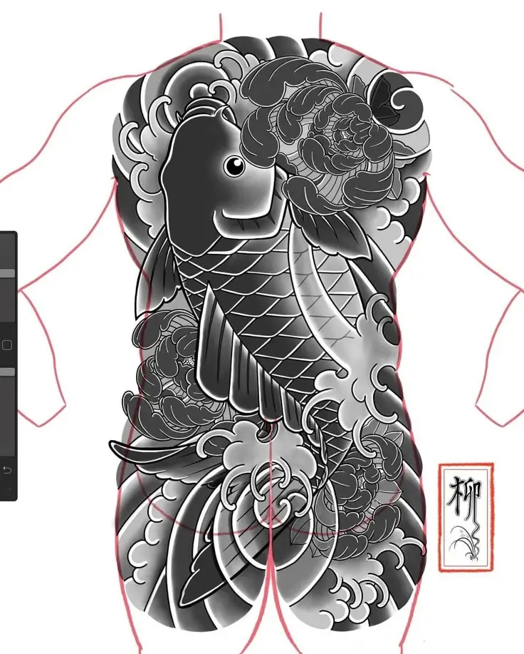 Hình Xăm Cá Chép Full Lưng Trắng Đen - Ý Nghĩa Và Đẹp Đến Từng Chi Tiết 65