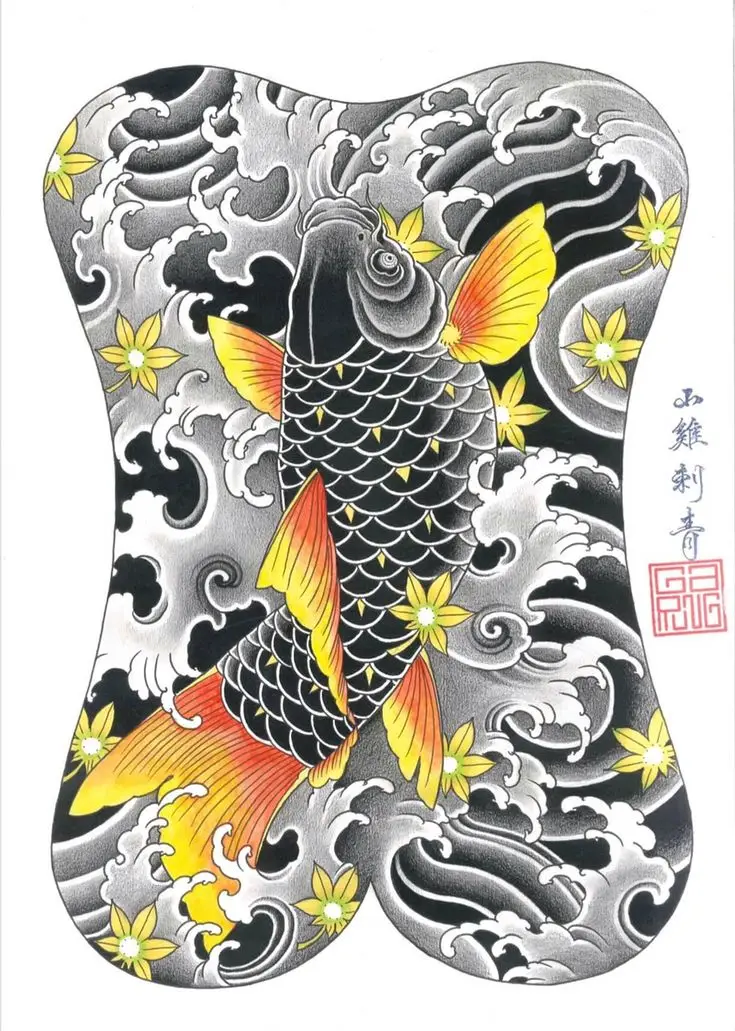 Hình xăm cá chép full tay trắng đen - Ý nghĩa sâu sắc 6