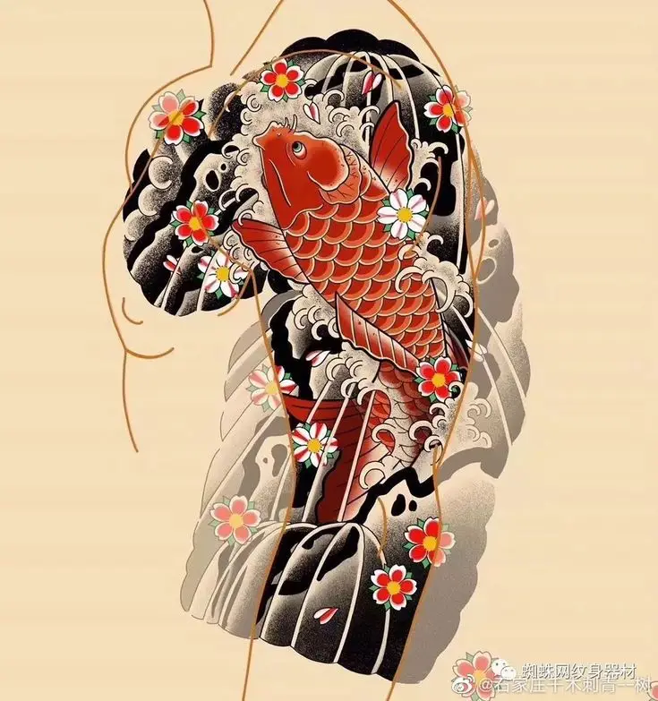 Hình xăm cá chép full tay trắng đen - Ý nghĩa sâu sắc 14