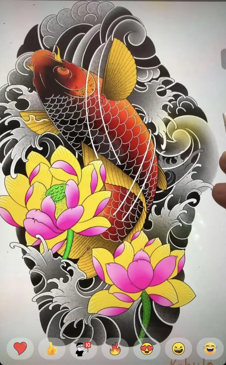 Hình Xăm Cá Chép Hoa Sen - Nghệ Thuật Kết Hợp Độc Đáo 1
