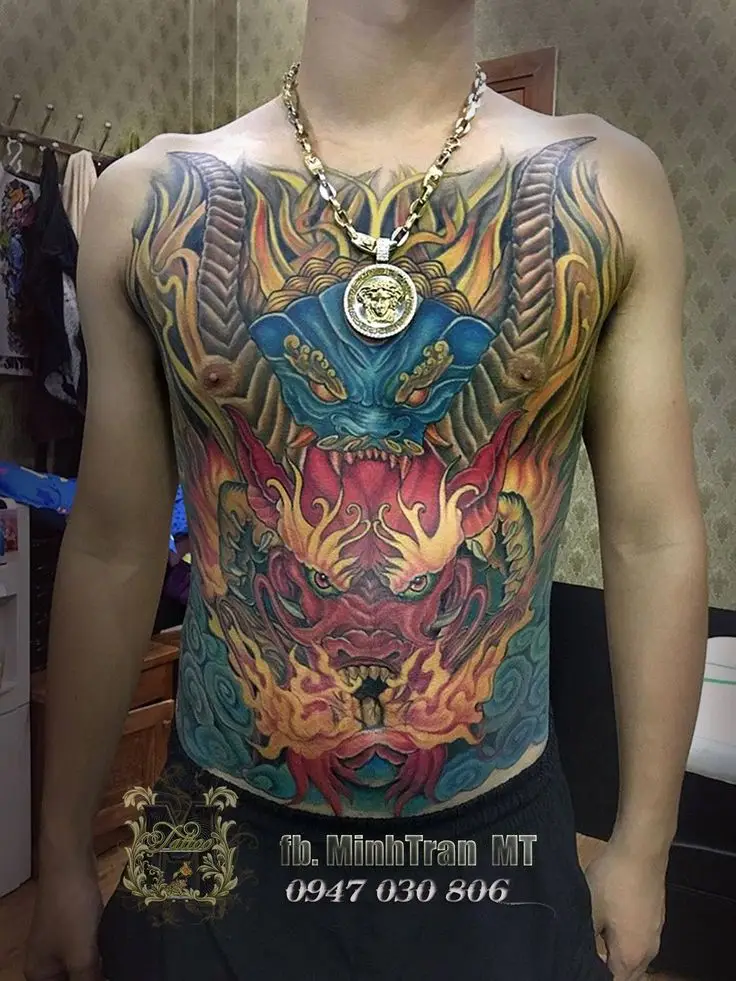 Tham khảo hình xăm full bụng nam ấn tượng 27