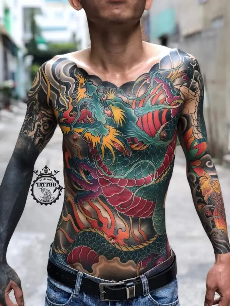 Tham khảo hình xăm full bụng nam ấn tượng 34