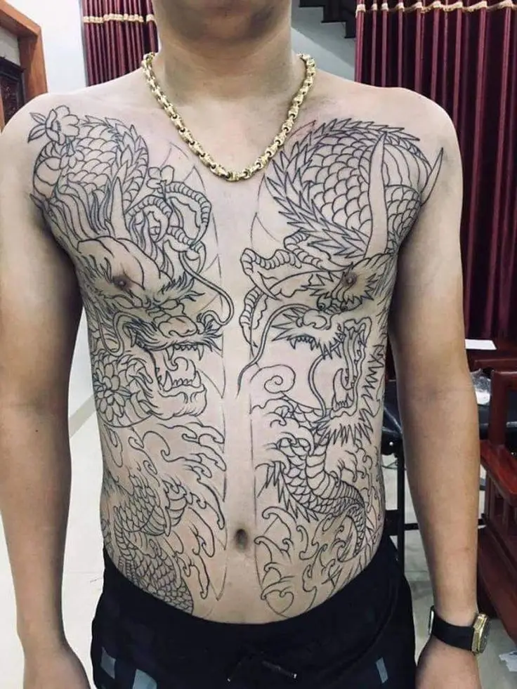 Tham khảo hình xăm full bụng nam ấn tượng 50