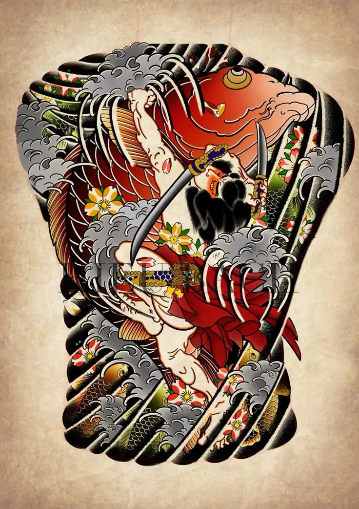Hình xăm full lưng samurai - Biểu tượng văn hóa nhật bản 5