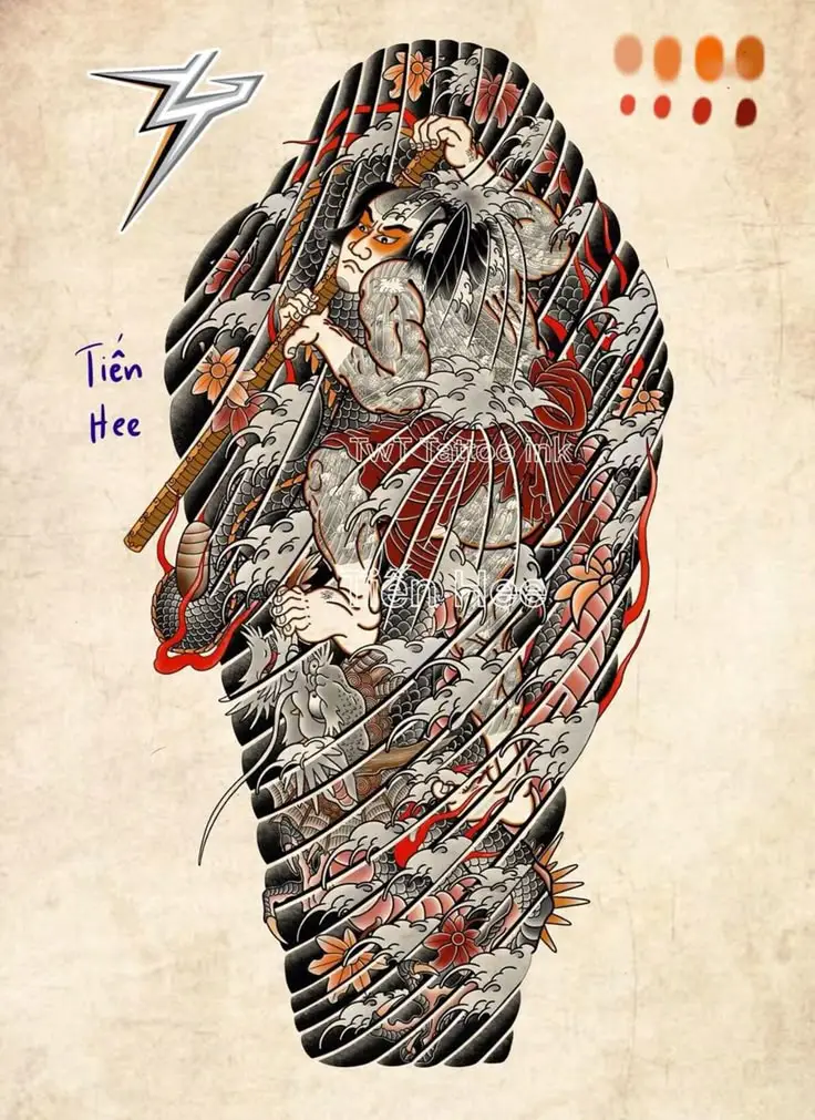 Hình xăm full lưng samurai - Biểu tượng văn hóa nhật bản 8