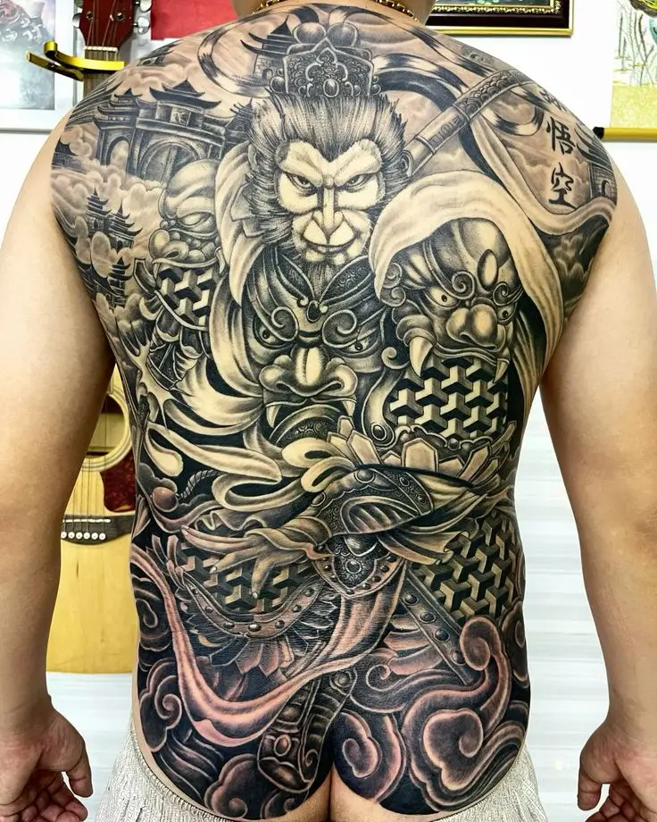 Tôn ngộ không trong nghệ thuật xăm: Hình xăm full lưng độc đáo 26