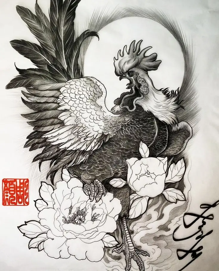 Hình Xăm Gà Chiến Binh - Tinh Thần Chiến Đấu Và Quyết Tâm 22