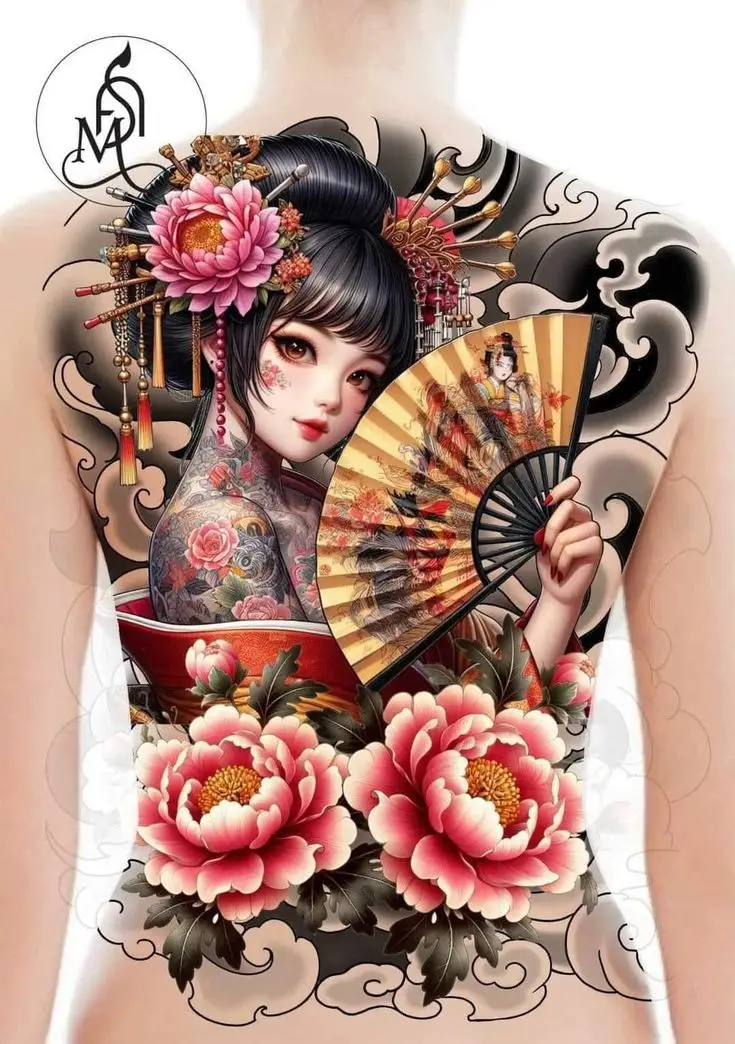 Khám Phá Hình Xăm Geisha Full Lưng - Biểu Tượng Văn Hóa Nhật Bản 1
