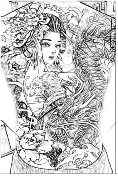 Khám Phá Hình Xăm Geisha Full Lưng - Biểu Tượng Văn Hóa Nhật Bản 3