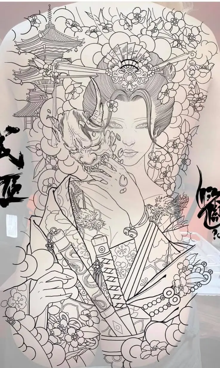 Khám Phá Hình Xăm Geisha Full Lưng - Biểu Tượng Văn Hóa Nhật Bản 23