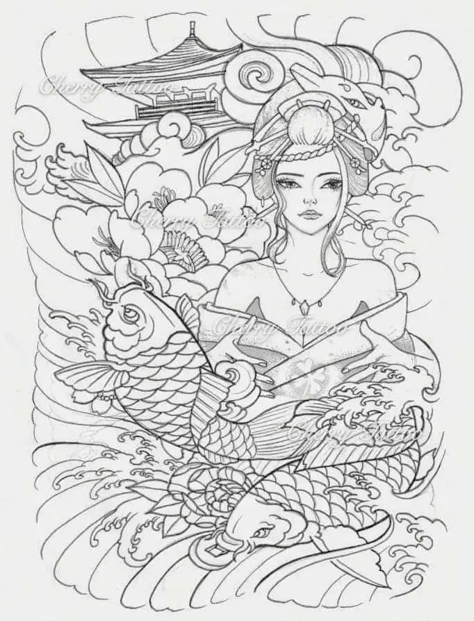 Khám Phá Hình Xăm Geisha Full Lưng - Biểu Tượng Văn Hóa Nhật Bản 33