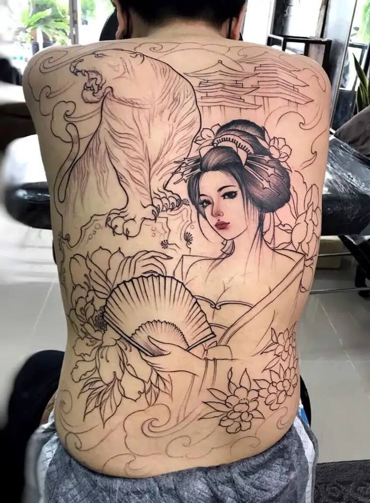 Khám Phá Hình Xăm Geisha Full Lưng - Biểu Tượng Văn Hóa Nhật Bản 35
