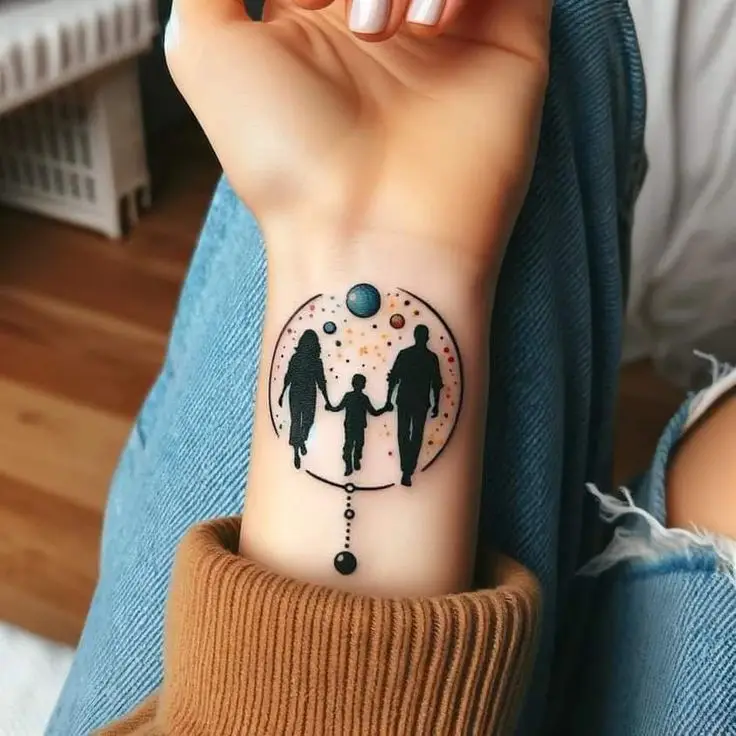 Hình xăm gia đình 3 người - Tình yêu và sự gắn kết trong từng nét xăm 3
