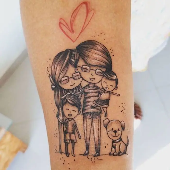 Hình xăm gia đình 3 người - Tình yêu và sự gắn kết trong từng nét xăm 51