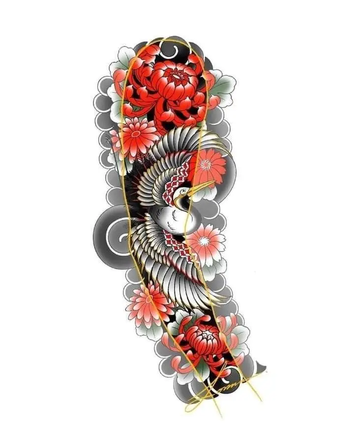 Hình Xăm Hạc Full Chân - Tượng Trưng Cho Tình Yêu Và Sự Tỏa Sáng 31