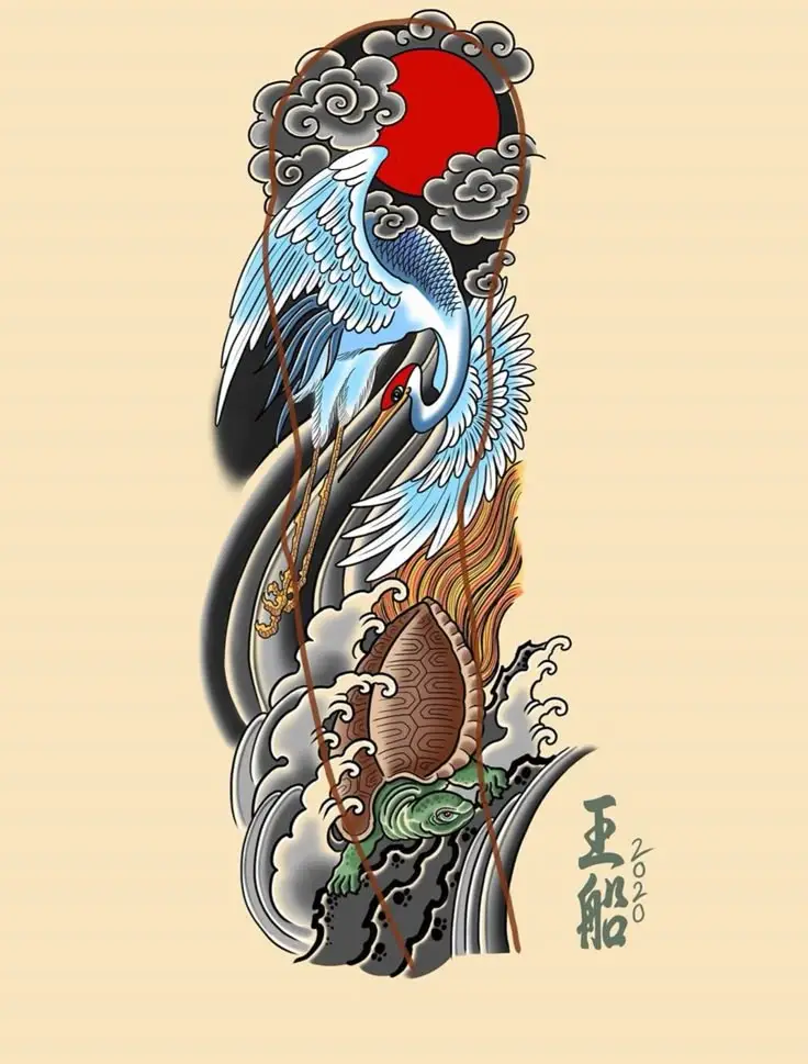 Hình Xăm Hạc Full Chân - Tượng Trưng Cho Tình Yêu Và Sự Tỏa Sáng 33