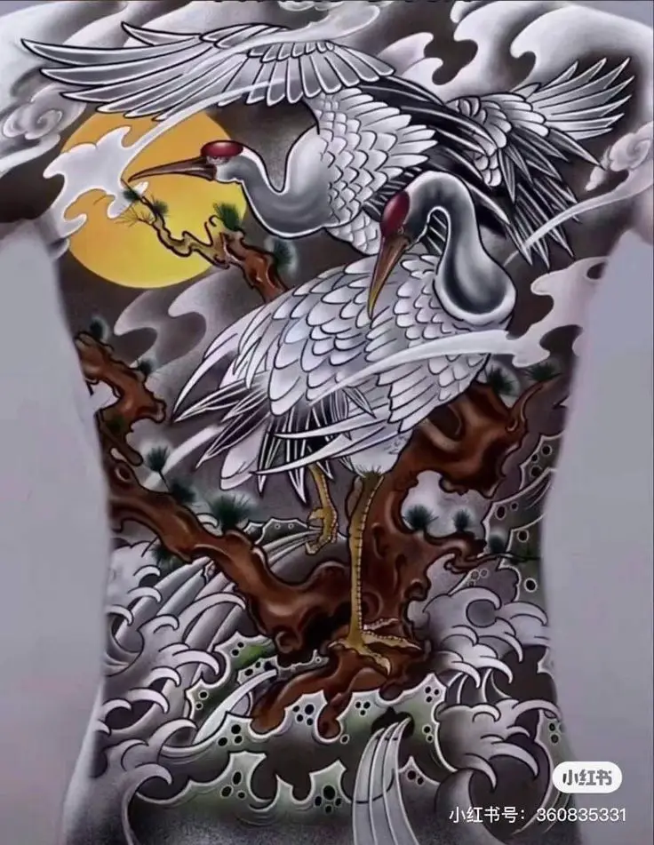 Hình Xăm Hạc Full Chân - Tượng Trưng Cho Tình Yêu Và Sự Tỏa Sáng 51