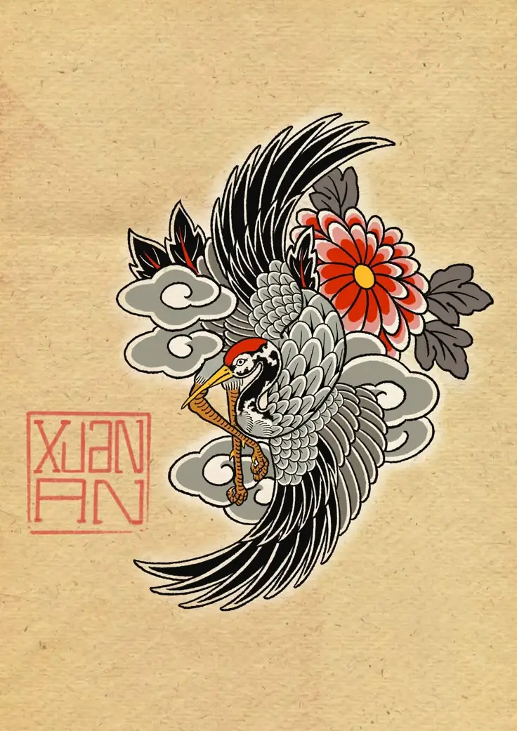 Khám Phá Hình Xăm Hạc Nhật Cổ Độc Đáo 57