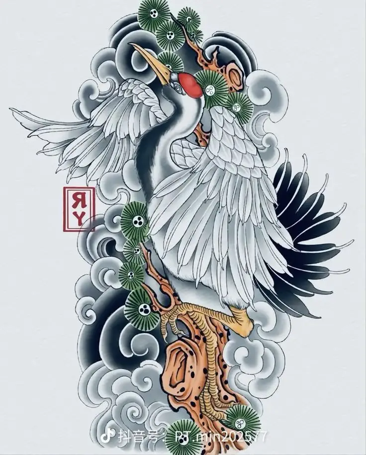 Hình Xăm Hạc Nhật Cổ Full Tay: Phong Cách Đậm Chất Á Đông 29
